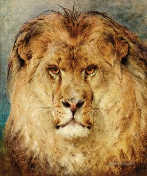 León Painting - Una cabeza de león Heywood Hardy